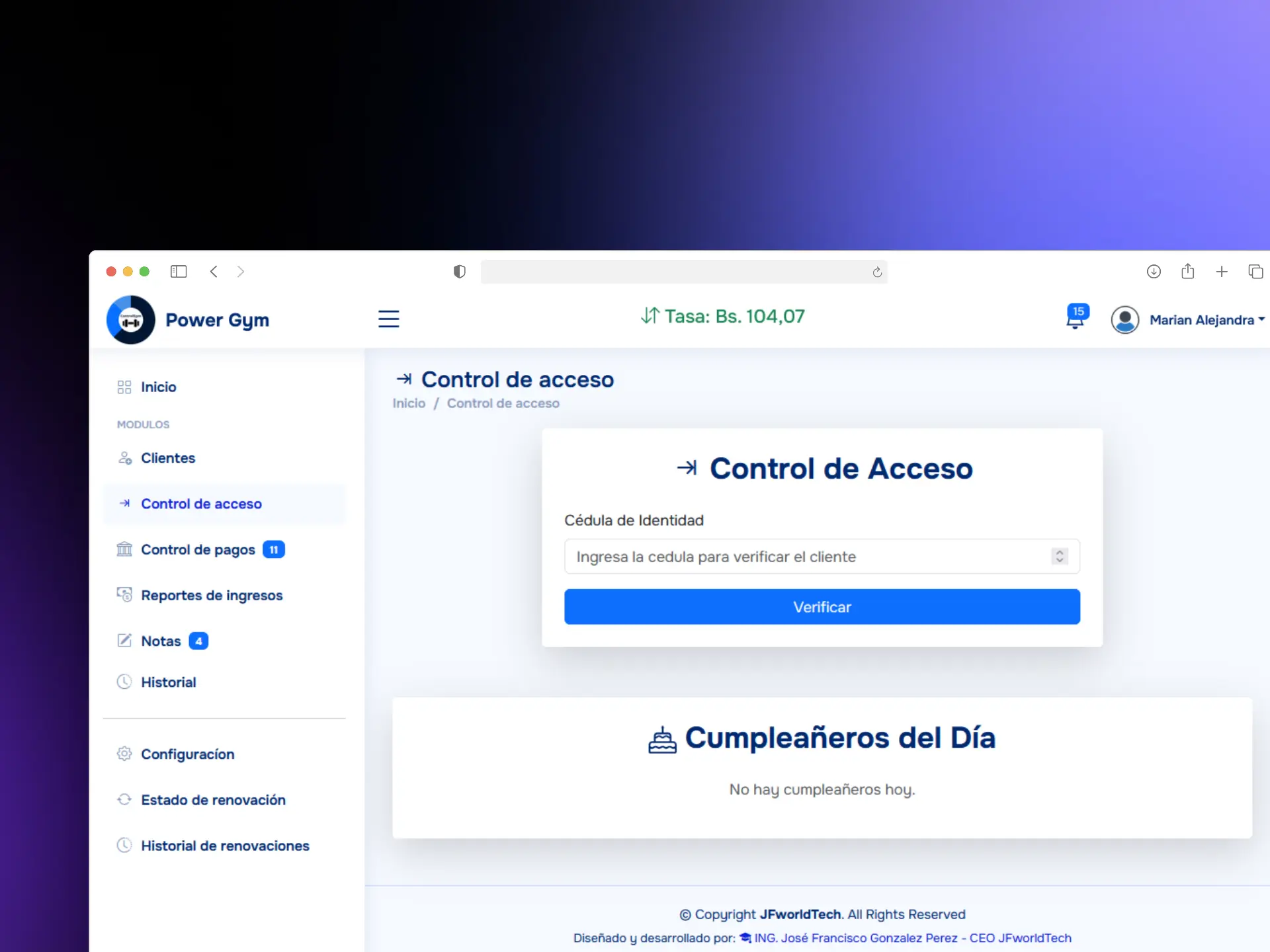Control de acceso para gimnasios con Control Gym